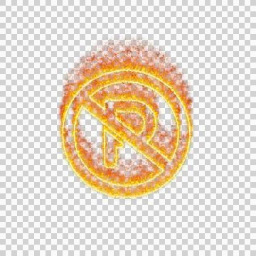 Burning icon parking circle slash on transparent background. Flames and small 스톡 일러스트