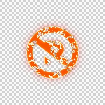 Burning icon parking circle slash on transparent background. Looks like burnt Stock Illustration
