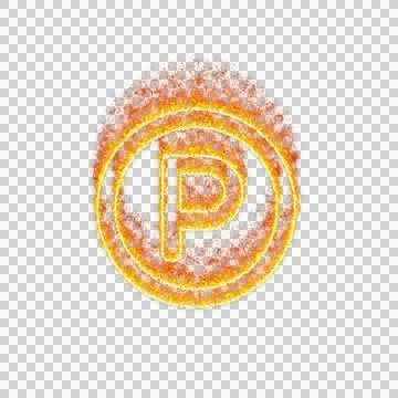 Burning icon parking circle on transparent background. Flames and small fire Stock Illustration