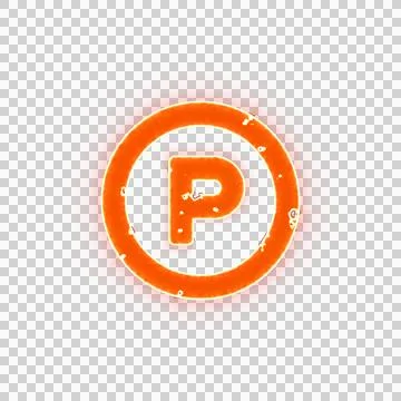 Burning icon parking circle on transparent background. Looks like burnt paper Stock Illustration