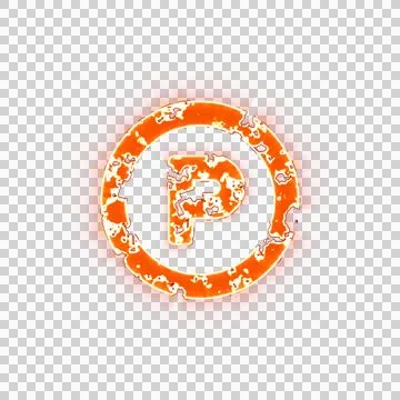 Burning icon parking circle on transparent background. Looks like burnt paper Stock Illustration