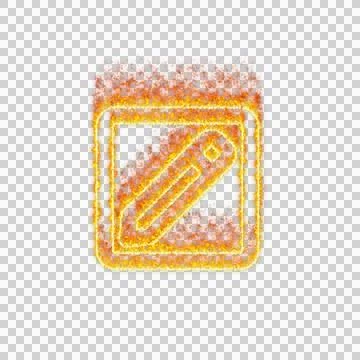 Burning icon pen square on transparent background. Flames and small fire Stock Illustration