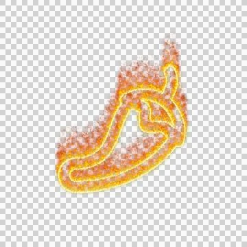 Burning icon pepper hot on transparent background. Flames and small fire Stock Illustration