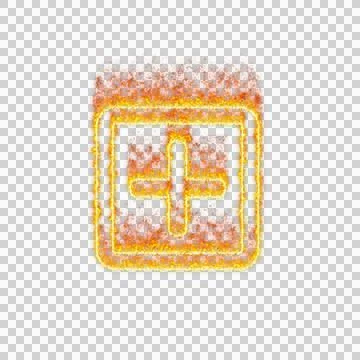 Burning icon plus square on transparent background. Flames and small fire Stock Illustration