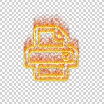 Burning icon print on transparent background. Flames and small fire Illustrazione stock