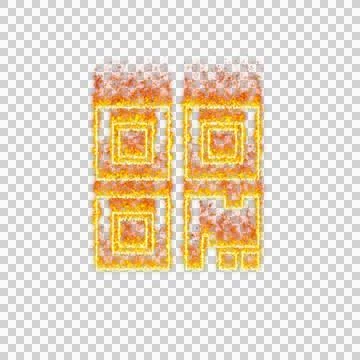 Burning icon qrcode on transparent background. Flames and small fire 库存插图