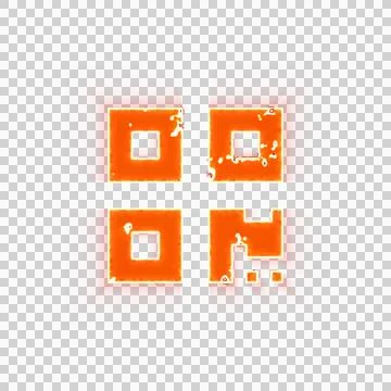Burning icon qrcode on transparent background. Looks like burnt paper Illustrazione stock