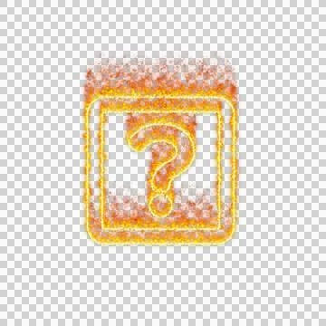 Burning icon question square on transparent background. Flames and small fire Stock Illustration