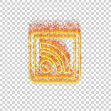 Burning icon rss square on transparent background. Flames and small fire Stock Illustration