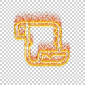 Burning icon scroll old on transparent background. Flames and small fire Stock Illustration