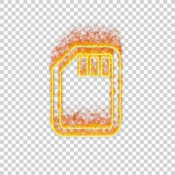 Burning icon sd card on transparent background. Flames and small fire Stock Illustration