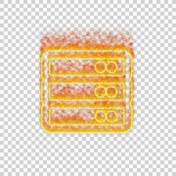 Burning icon server on transparent background. Flames and small fire 스톡 일러스트