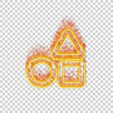 Burning icon shapes on transparent background. Flames and small fire Stock Illustration