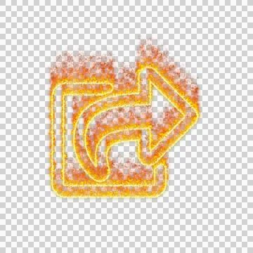 Burning icon share square on transparent background. Flames and small fire Stock Illustration