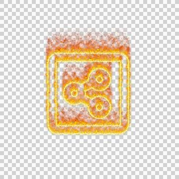 Burning icon share square on transparent background. Flames and small fire Stock Illustration
