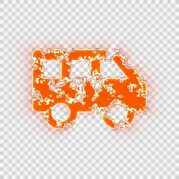 Burning icon shuttle van on transparent background. Looks like burnt paper Stock Illustration