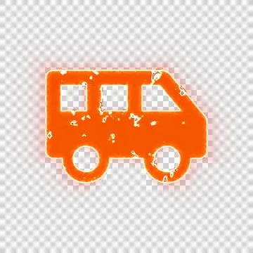 Burning icon shuttle van on transparent background. Looks like burnt paper Stock Illustration
