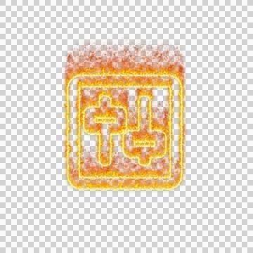Burning icon sliders v square on transparent background. Flames and small fire Stock Illustration