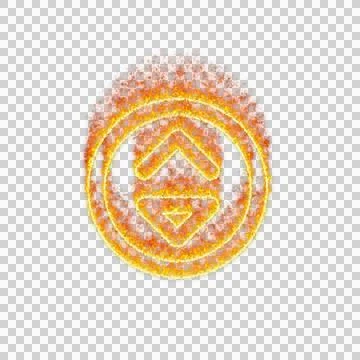 Burning icon sort circle down on transparent background. Flames and small fire Stock Illustration