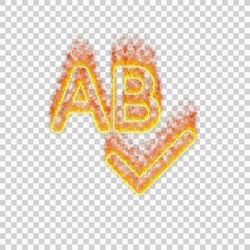 Burning icon spell check on transparent background. Flames and small fire Stock Illustration