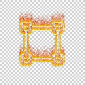 Burning icon square on transparent background. Flames and small fire Stock Illustration