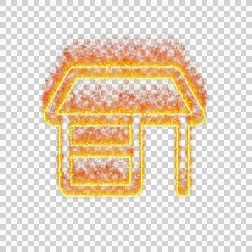 Burning icon store on transparent background. Flames and small fire Ilustración de archivo