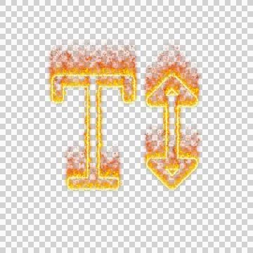 Burning icon text height on transparent background. Flames and small fire Stock Illustration