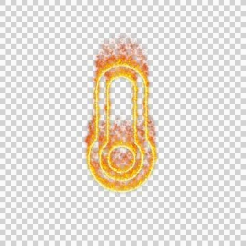 Burning icon thermometer empty on transparent background. Flames and small fire Stock Illustration