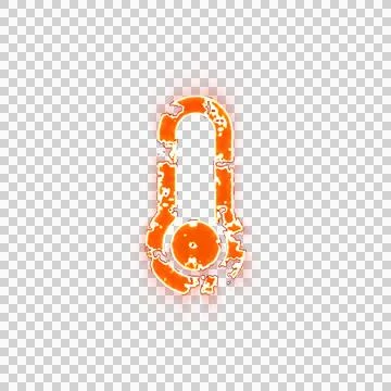 Burning icon thermometer empty on transparent background. Looks like burnt paper Stock Illustration