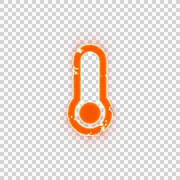 Burning icon thermometer empty on transparent background. Looks like burnt paper Stock Illustration