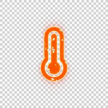 Burning icon thermometer full on transparent background. Looks like burnt paper Stock Illustration