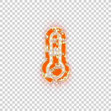 Burning icon thermometer full on transparent background. Looks like burnt paper Stock Illustration