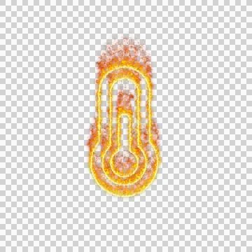 Burning icon thermometer half on transparent background. Flames and small fire Stock Illustration