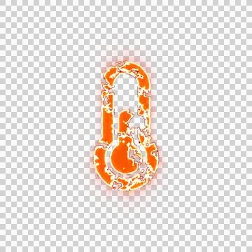 Burning icon thermometer half on transparent background. Looks like burnt paper Stock Illustration