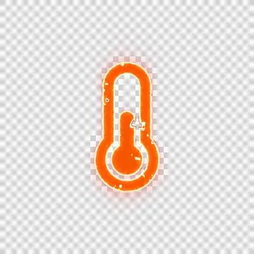 Burning icon thermometer half on transparent background. Looks like burnt paper Stock Illustration