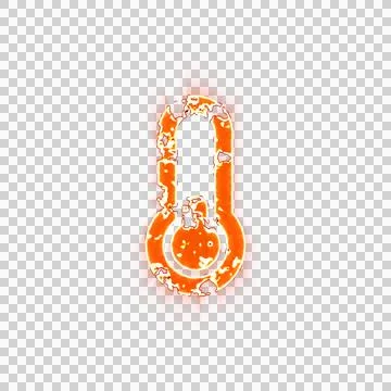 Burning icon thermometer quarter on transparent background. Looks like burnt Stock Illustration