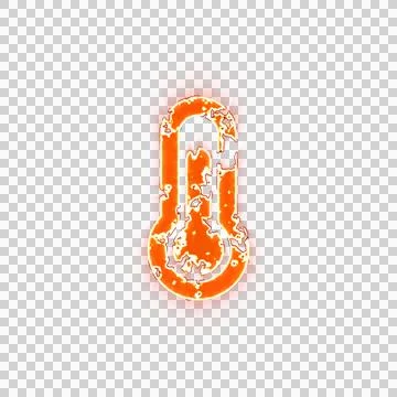 Burning icon thermometer three quarters on transparent background. Looks like Stock Illustration