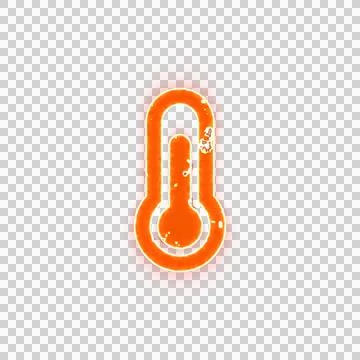 Burning icon thermometer three quarters on transparent background. Looks like Stock Illustration