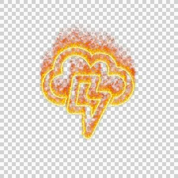 Burning icon thunderstorm on transparent background. Flames and small fire Stock Illustration