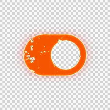 Burning icon toggle on on transparent background. Looks like burnt paper Stock Illustration
