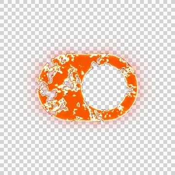 Burning icon toggle on on transparent background. Looks like burnt paper Stock Illustration