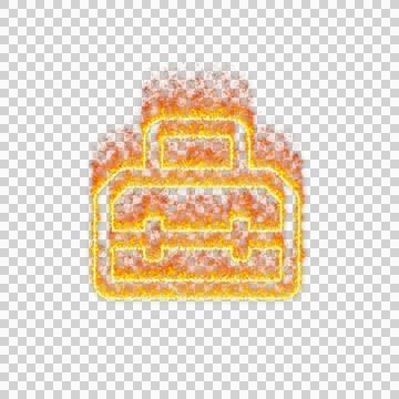 Burning icon toolbox on transparent background. Flames and small fire Stock Illustration