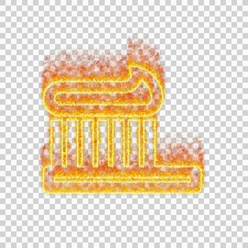 Burning icon toothbrush on transparent background. Flames and small fire Stock Illustration