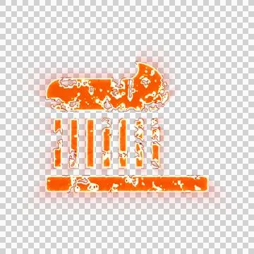 Burning icon toothbrush on transparent background. Looks like burnt paper Stock Illustration