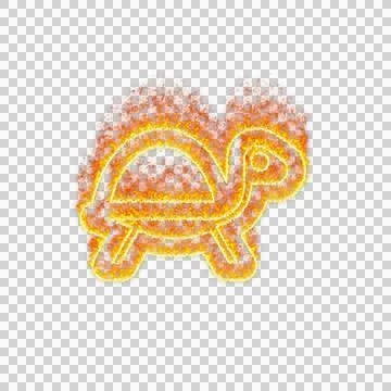 Burning icon turtle on transparent background. Flames and small fire Stock Illustration
