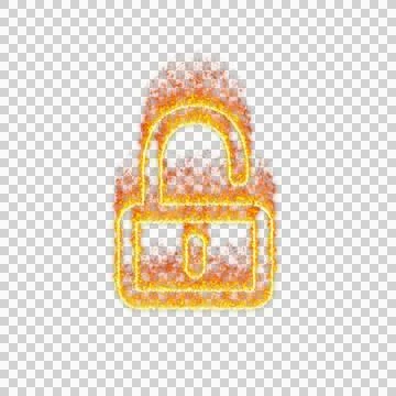 Burning icon unlock on transparent background. Flames and small fire 库存插图