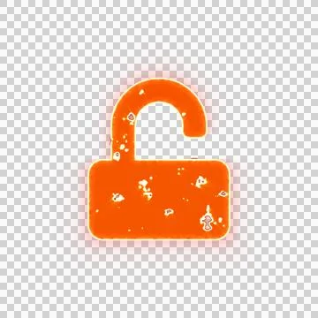 Burning icon unlock on transparent background. Looks like burnt paper Stock Illustration