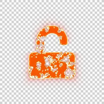 Burning icon unlock on transparent background. Looks like burnt paper Stock Illustration