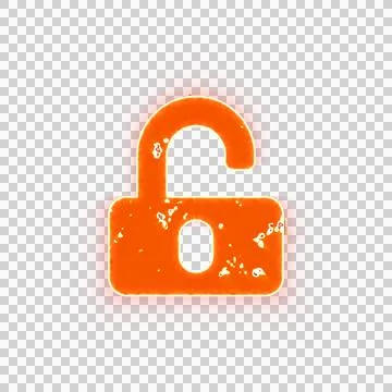 Burning icon unlock on transparent background. Looks like burnt paper Stock Illustration