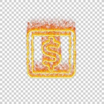 Burning icon usd square on transparent background. Flames and small fire Stock Illustration